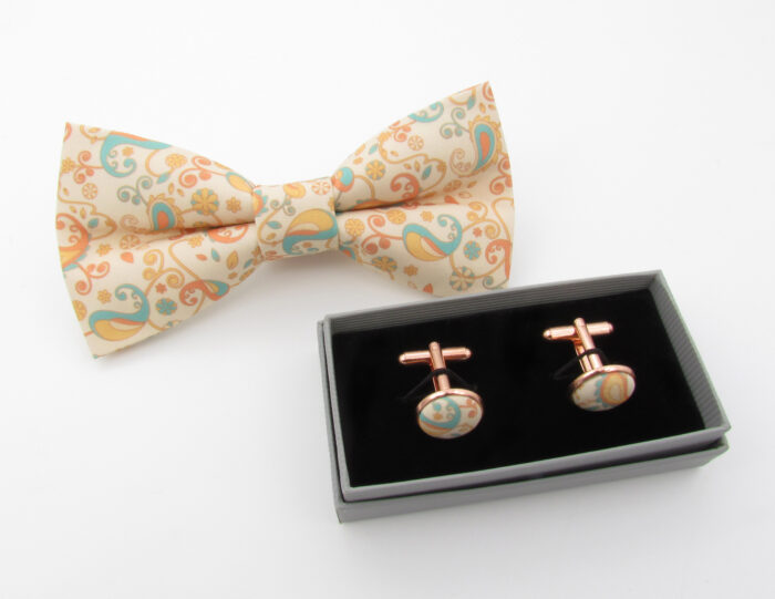 Peach Pastel Paisley Bowtie Set - Image 5