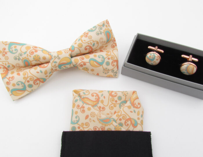 Peach Pastel Paisley Bowtie Set - Image 7