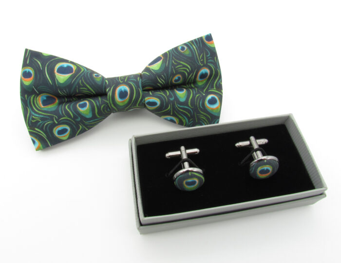 Green Peacock Feather Bowtie Set - Image 5