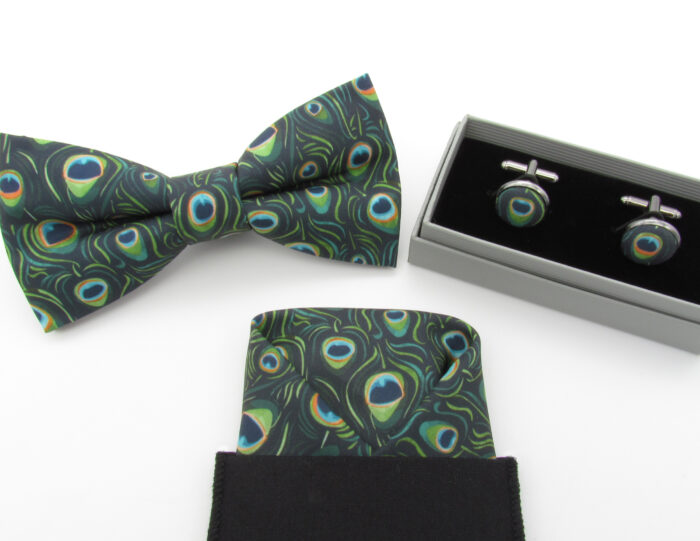 Green Peacock Feather Bowtie Set - Image 7