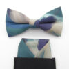 Peacock Colour Paint Stroke Bowtie & Faux Pocket Square - Image 5