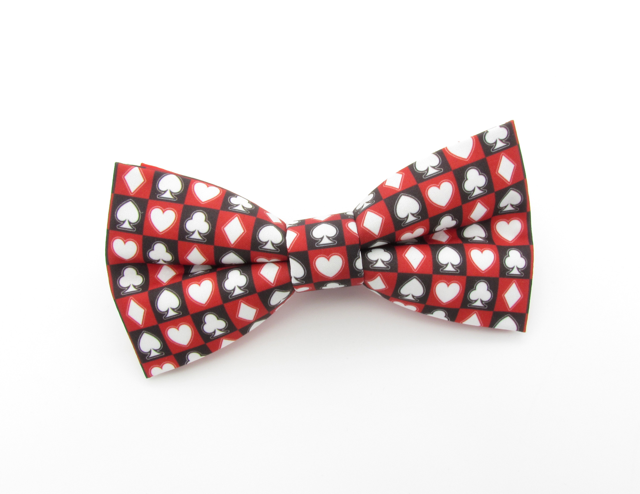 Red and Black Card Suit Patterned Bowtie Set - Image 2