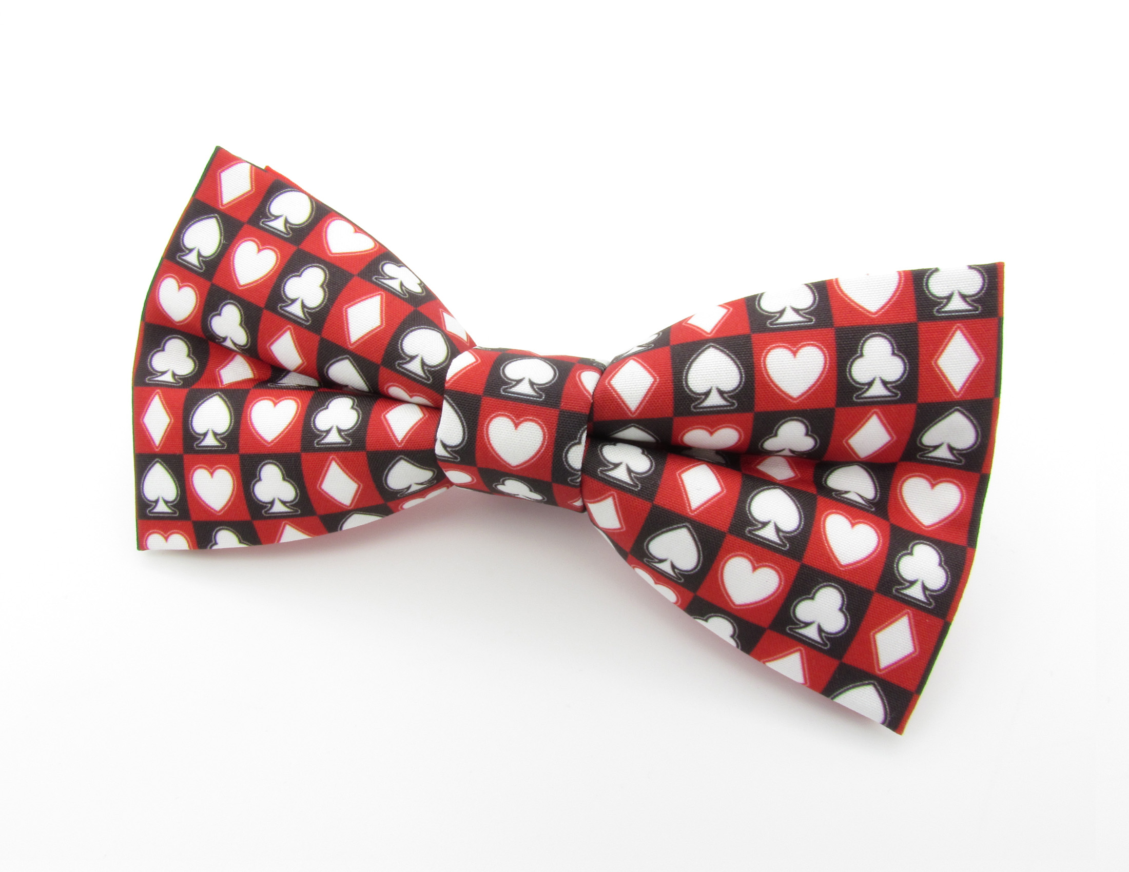 Red and Black Card Suit Patterned Bowtie Set - Image 3