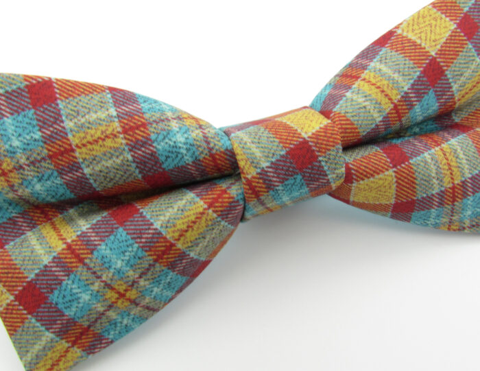 Red, Blue and Yellow Printed Tartan Bowtie Set - Image 10