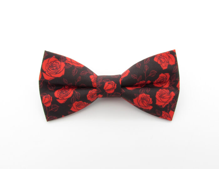 Red and Black Rose Bowtie Set