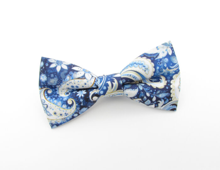 Blue Winter Paisley Bowtie & Cufflinks - Image 2