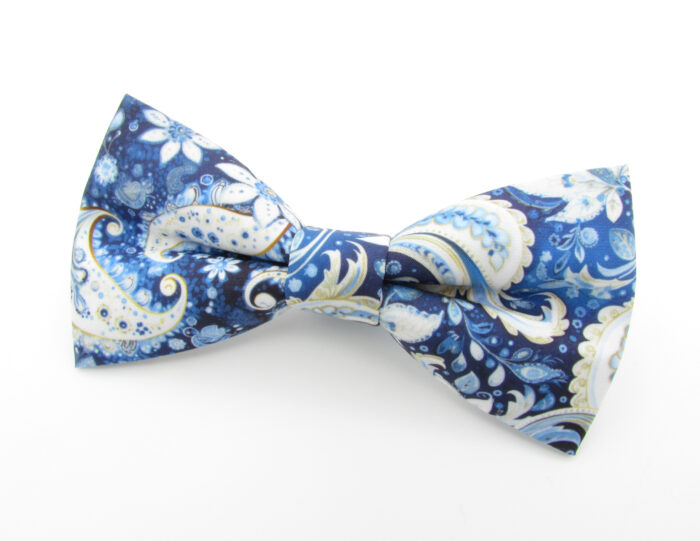 Blue Winter Paisley Bowtie & Cufflinks - Image 3