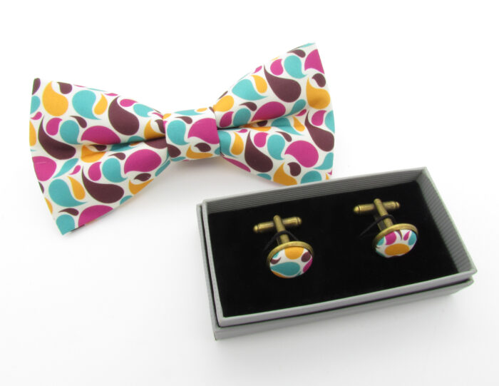 Bright Modern Paisley Bowtie Set - Image 4