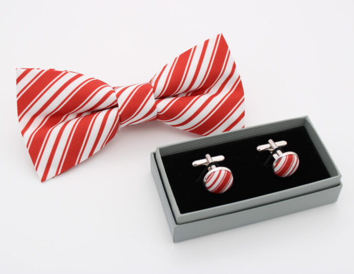 Candy Cane Striped Bowtie Set - Image 4