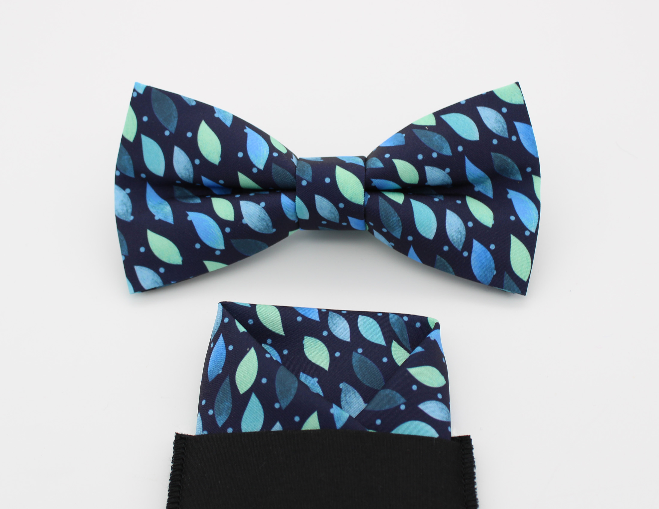 Blue Petal Bowtie & Faux Pocket Square - Image 5