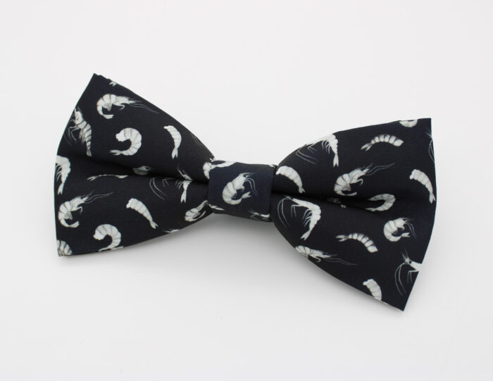 Black and White Shrimp Bowtie & Faux Pocket Square - Image 3