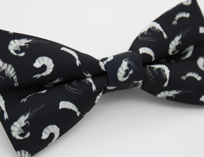 Black and White Shrimp Bowtie & Faux Pocket Square - Image 4