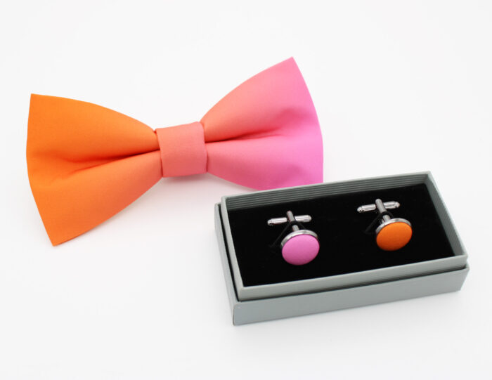 Orange and Pink Ombre Fade Bowtie Set - Image 5