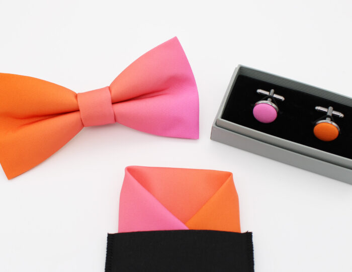 Orange and Pink Ombre Fade Bowtie Set - Image 7