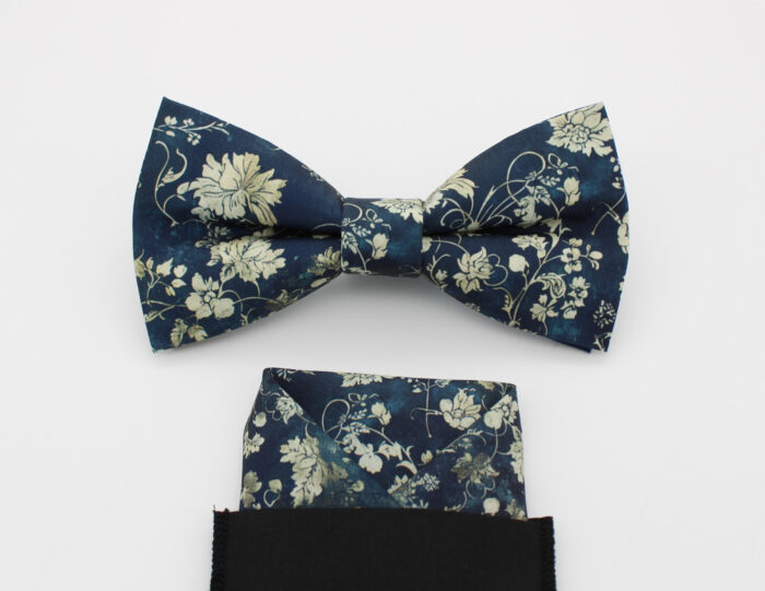 Midnight Blue Vintage Floral Bowtie Set - Image 5