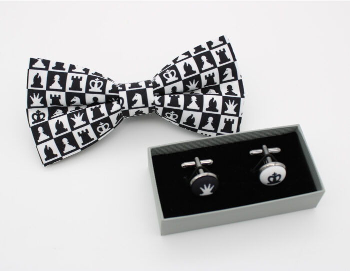 Checkered Chess Patterned Bowtie Set - Image 4