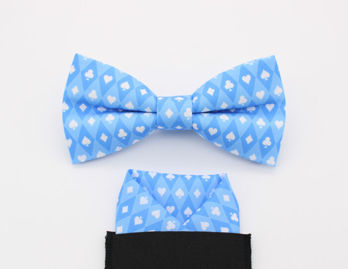 Blue Playing Card Suit Bowtie & Faux Pocket Square - Image 5