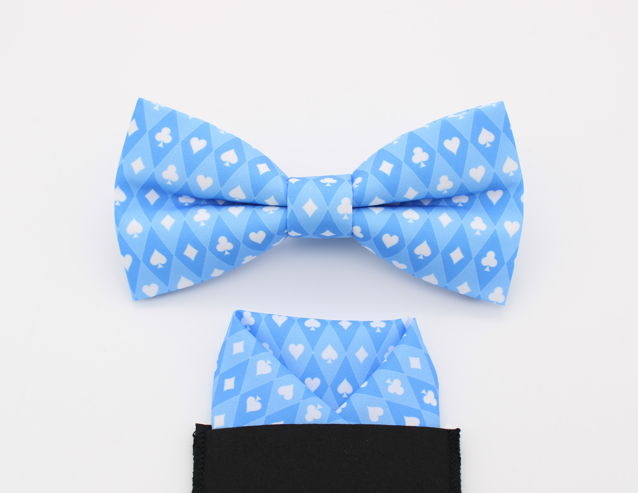Blue Playing Card Suit Bowtie & Faux Pocket Square - Image 5