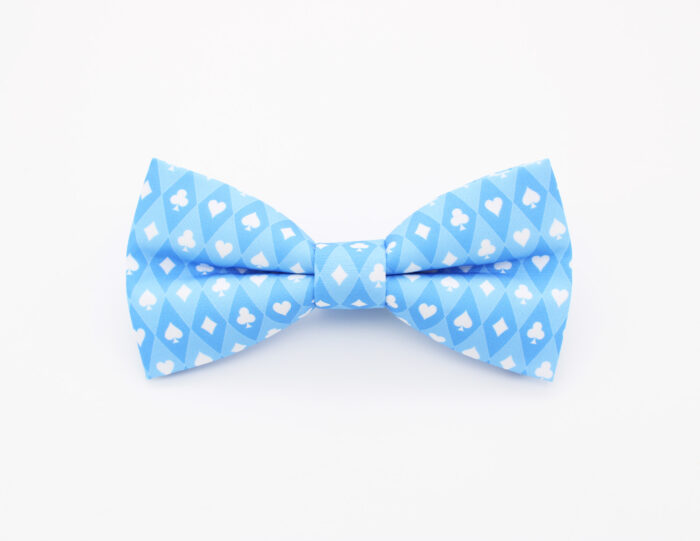 Blue Playing Card Suit Bowtie & Faux Pocket Square