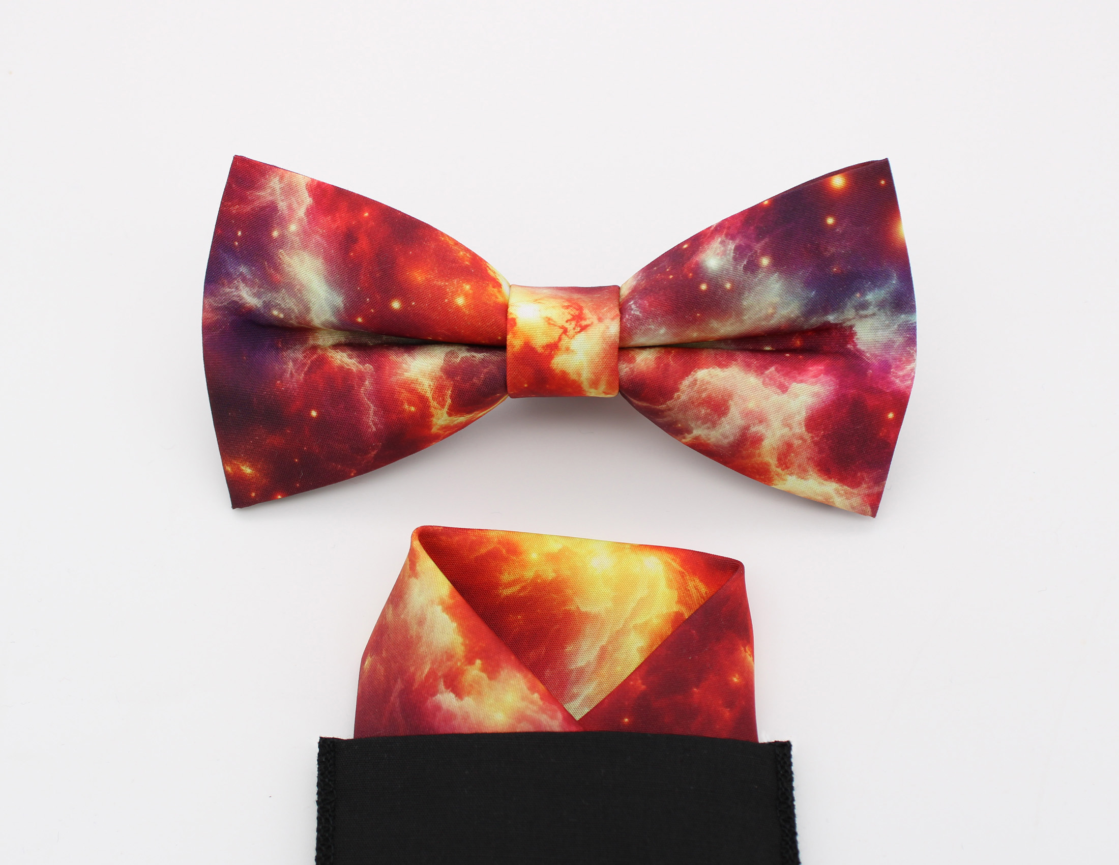 Red Galaxy Nebula Bowtie & Faux Pocket Square - Image 5