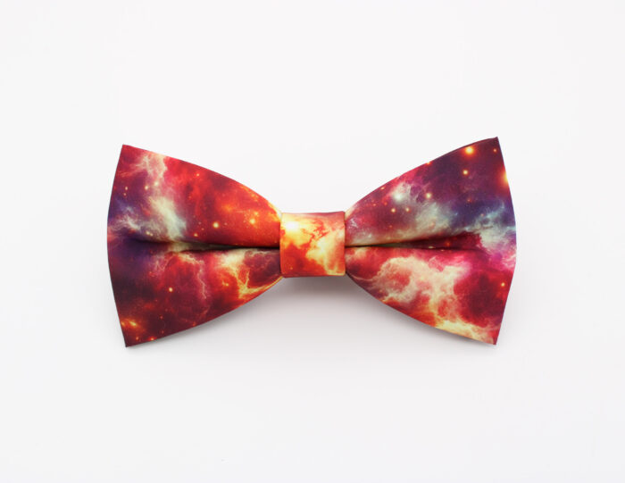 Red Galaxy Nebula Bowtie & Faux Pocket Square