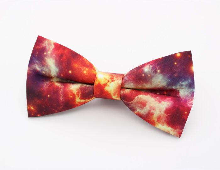 Red Galaxy Nebula Bowtie & Faux Pocket Square - Image 3