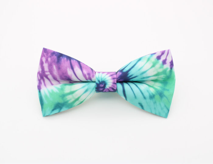 Teal & Purple Tie-Dye Bowtie and Faux Pocket Square