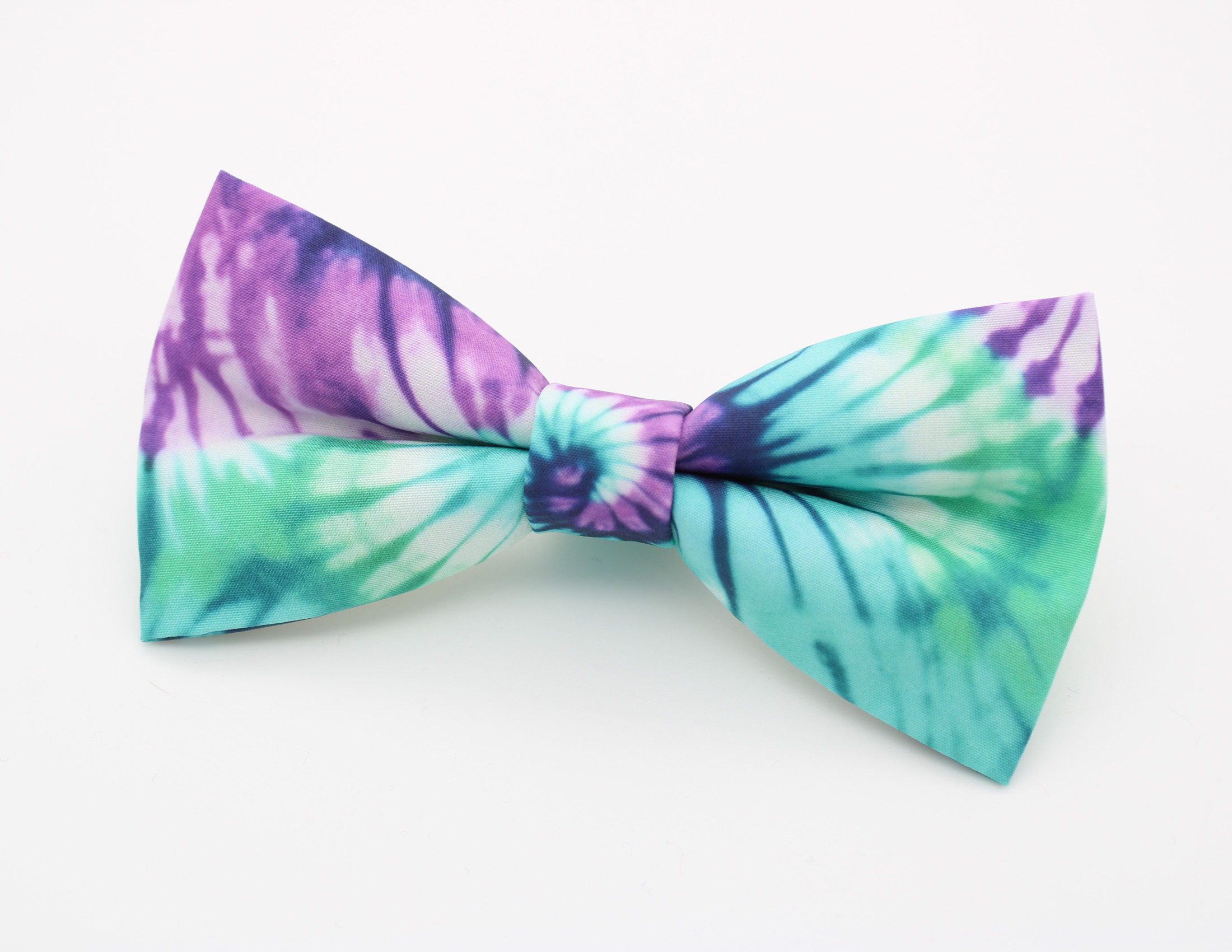Teal & Purple Tie-Dye Bowtie and Faux Pocket Square - Image 3