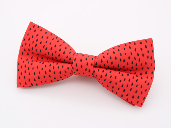 Red Strawberry Seed Print Bowtie & Faux Pocket Square - Image 3