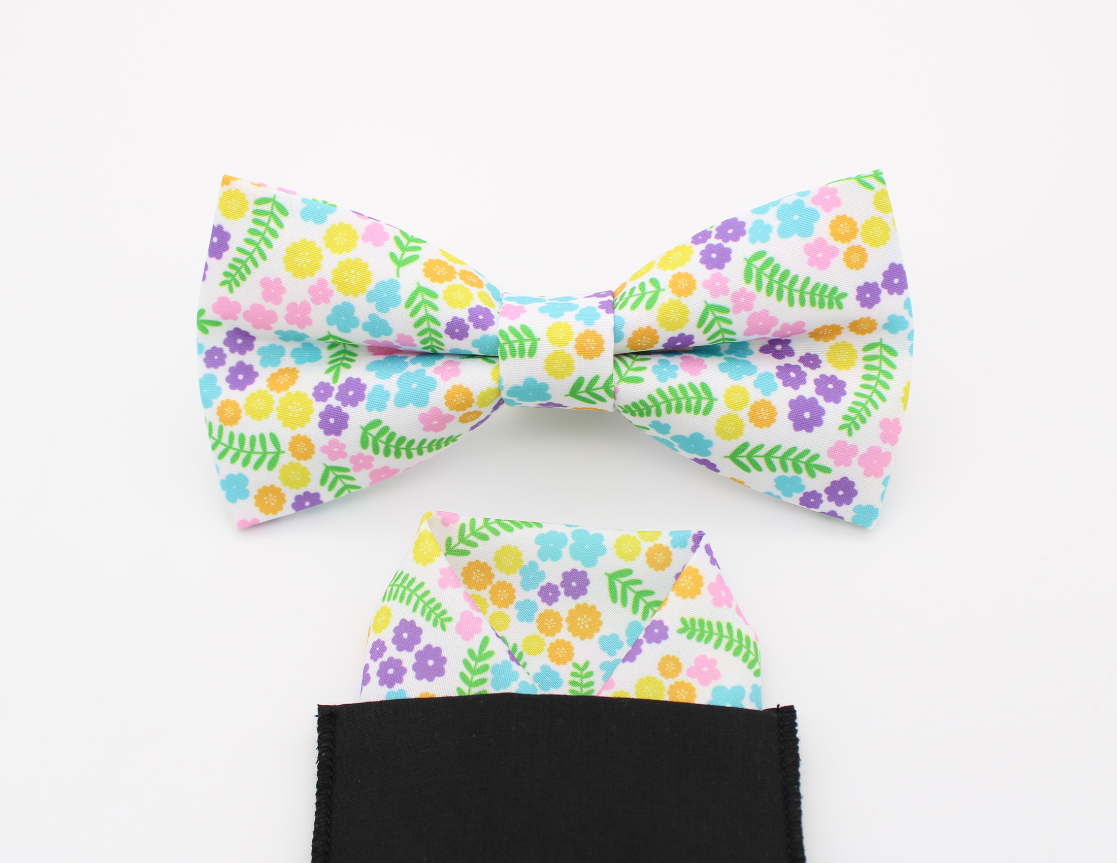 Rainbow Ditsy Flower Print Bowtie Set - Image 5