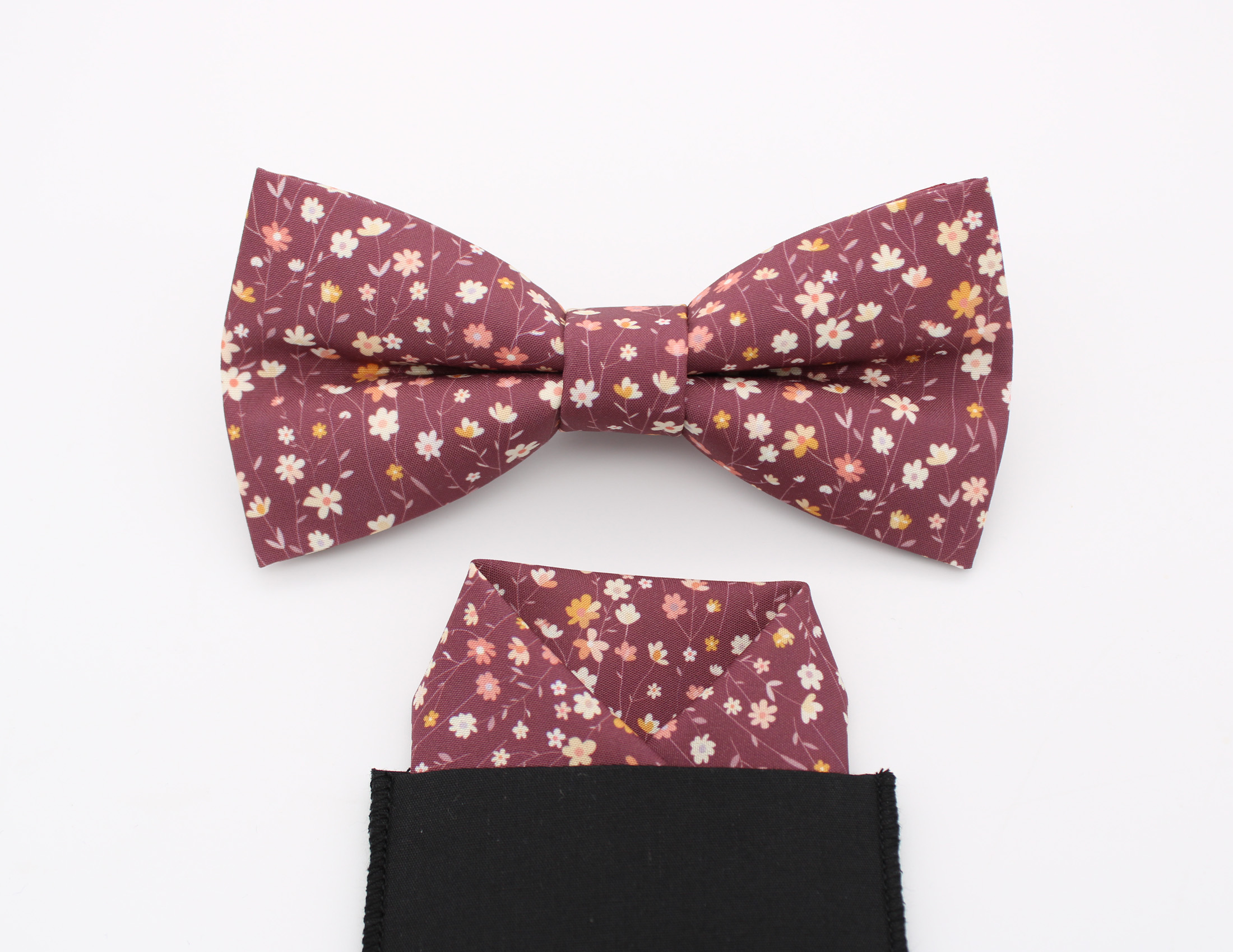 Dusty Plum Wildflower Print Bowtie Set - Image 5