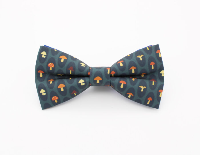 Navy Blue Mushroom Print Bowtie