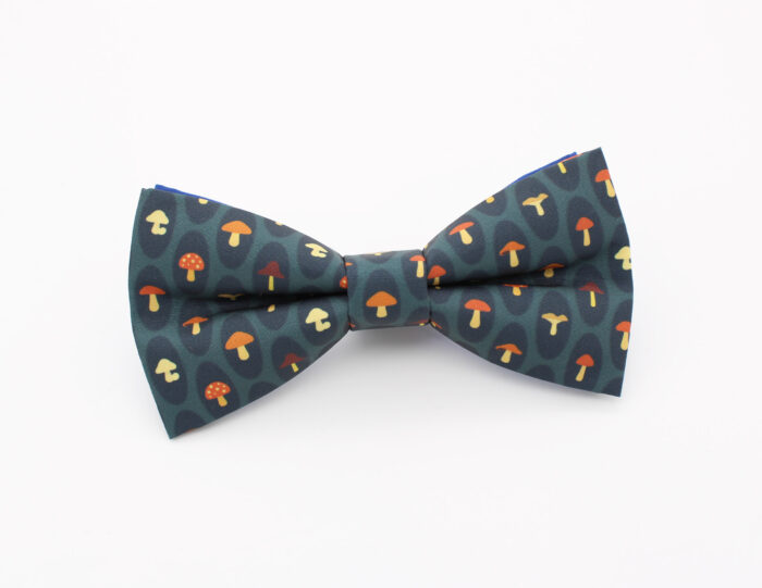 Navy Blue Mushroom Print Bowtie - Image 6
