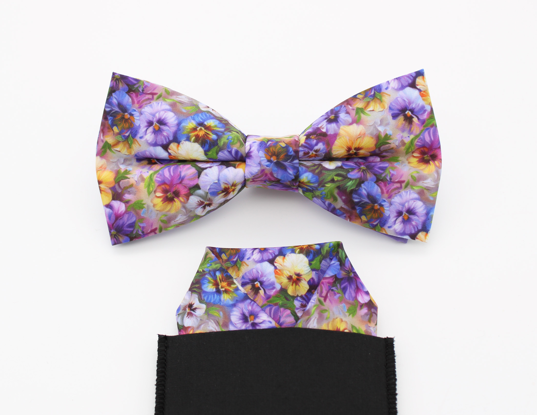 Pansy Garden Bowtie & Faux Pocket Square - Image 3