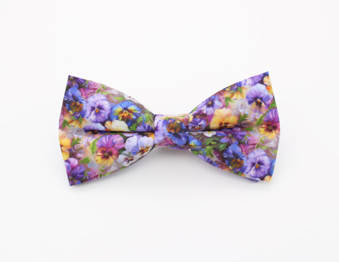 Pansy Garden Bowtie & Faux Pocket Square