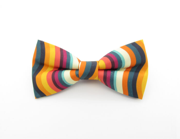 Retro Wavy Bowtie & Faux Pocket Square