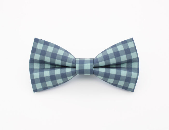 Blue Gingham Bowtie & Faux Pocket Square