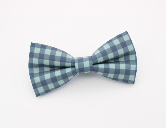 Blue Gingham Bowtie & Faux Pocket Square - Image 2