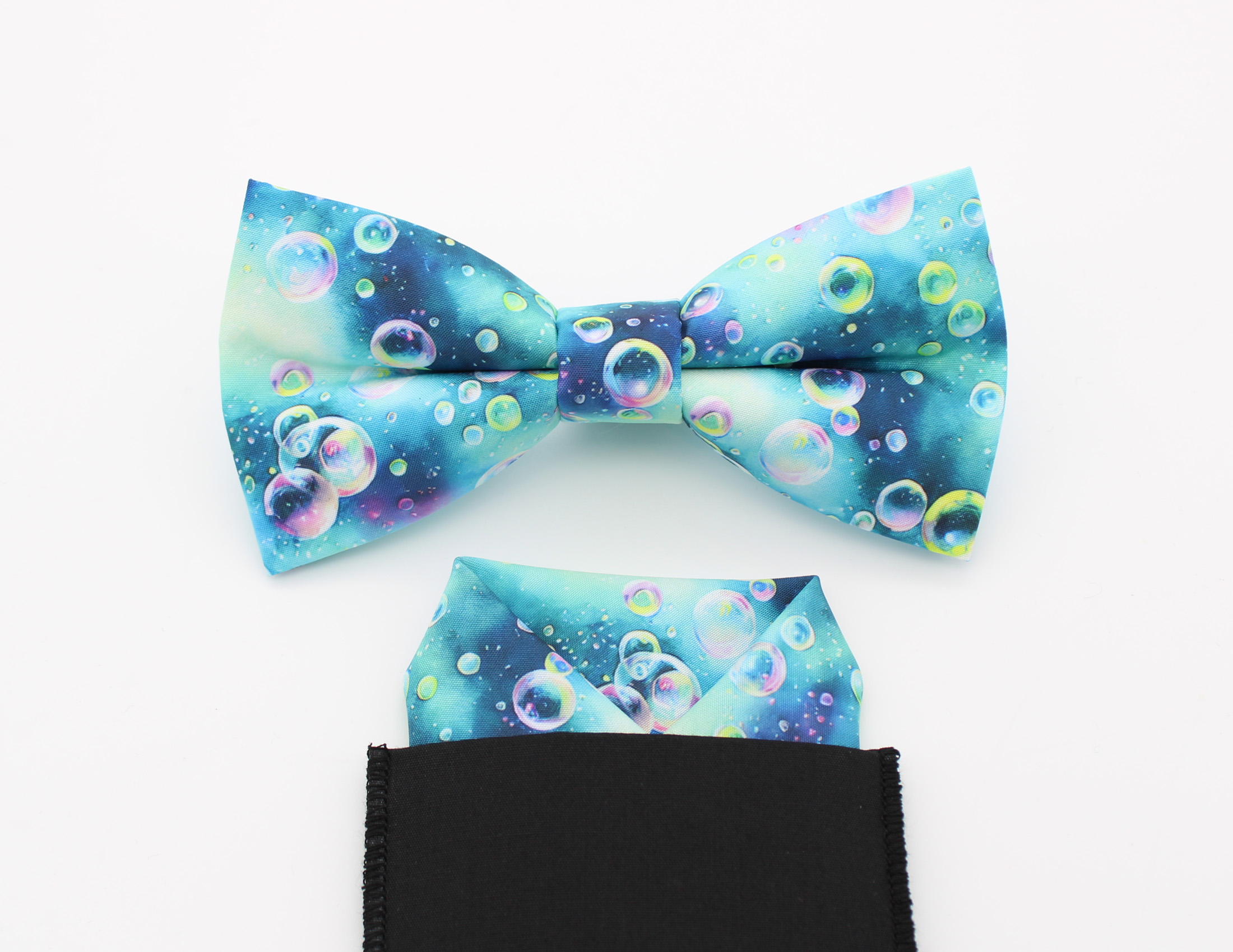Bubble Print Bowtie & Faux Pocket Square - Image 3