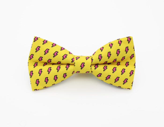 Yellow & Pink Lightning Bolt Bowtie