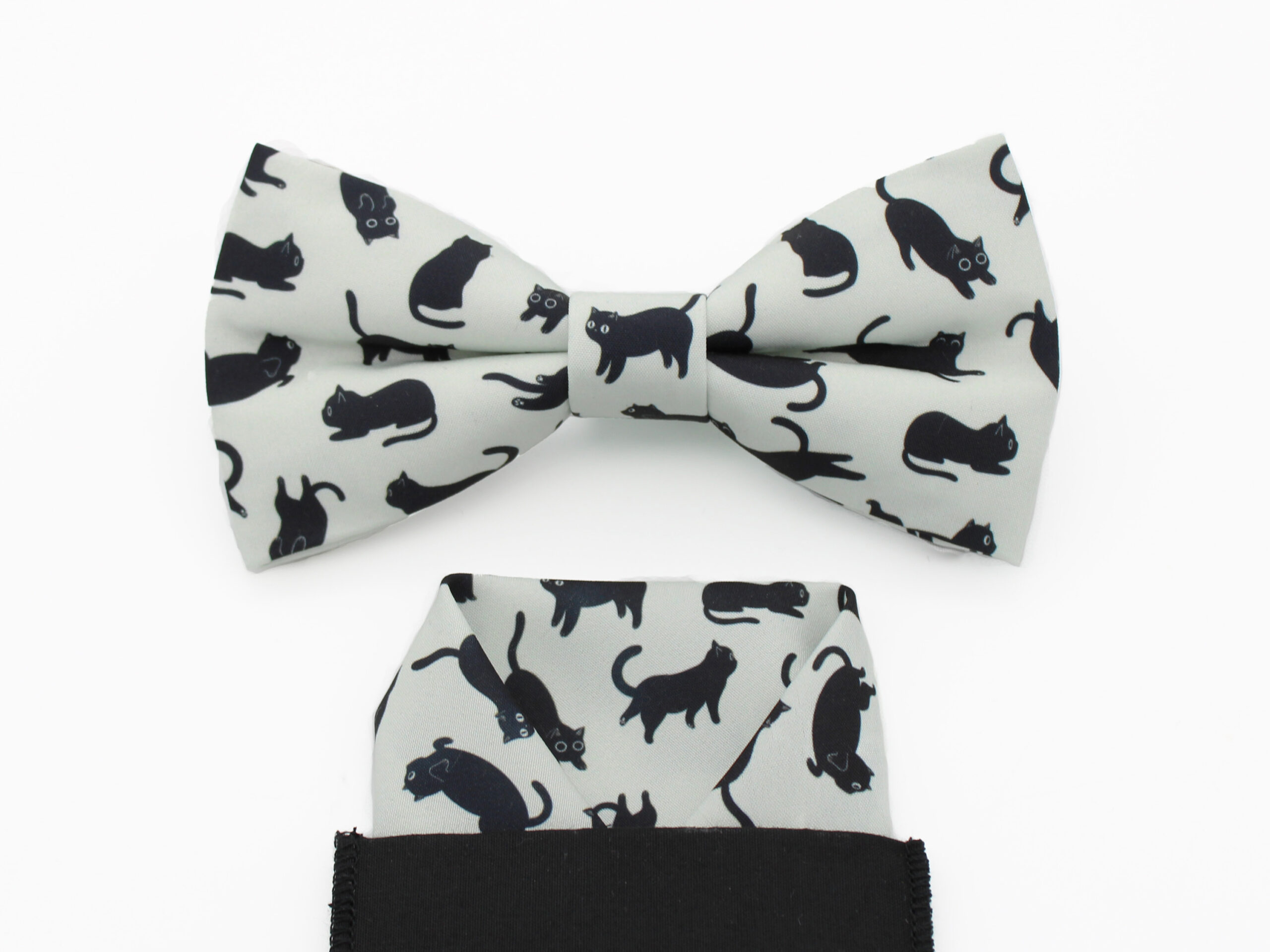Playful Black Cats Bowtie & Faux Pocket Square - Image 3