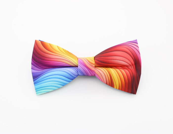 Rainbow Wave Bowtie & Faux Pocket Square