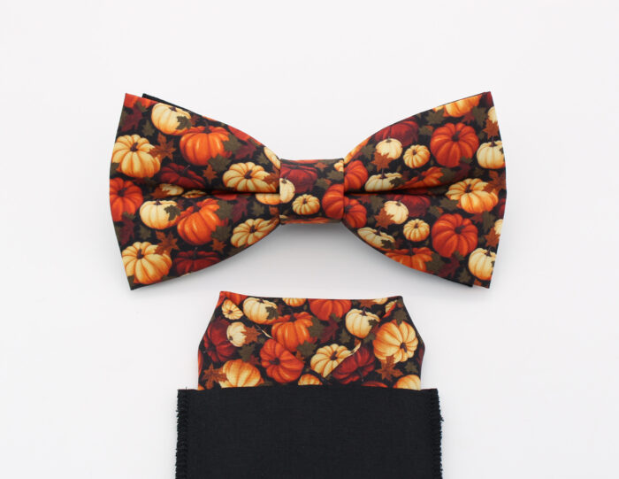 Pumpkin Print Bowtie & Faux Pocket Square - Image 3