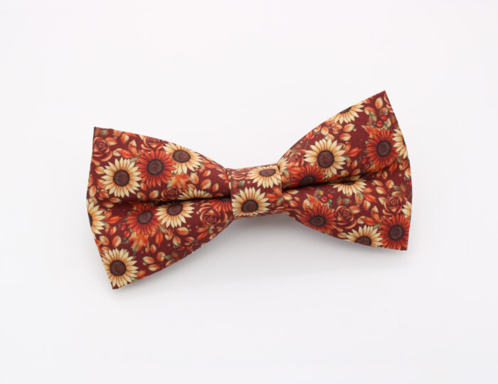 Rustic Sunflower Print Bowtie & Faux Pocket Square - Image 2