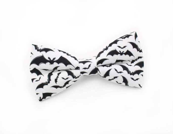 Black Bat Print Bowtie & Faux Pocket Square - Image 2