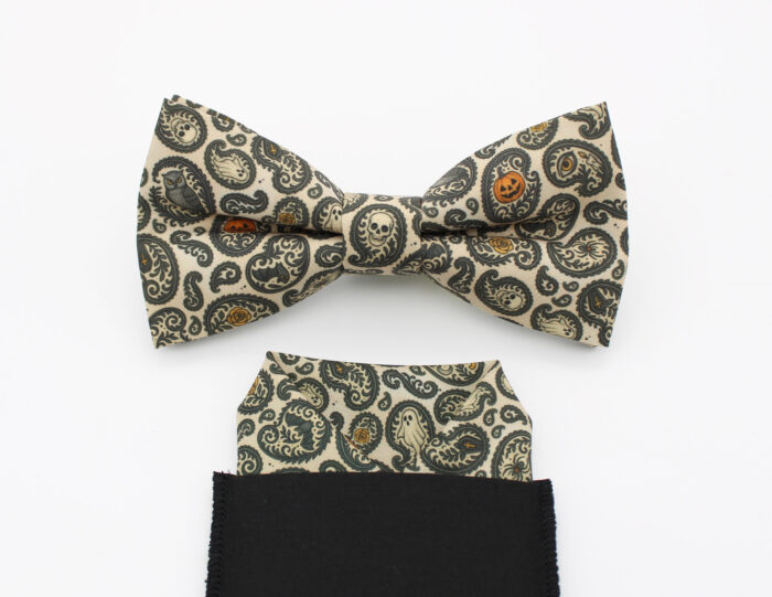 Halloween Paisley Bowtie and Faux Pocket Square - Image 3