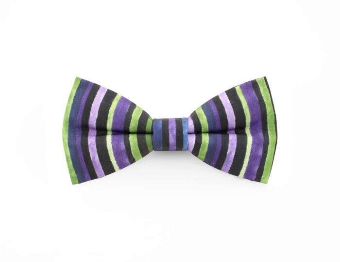 Purple and Green Striped Bowtie