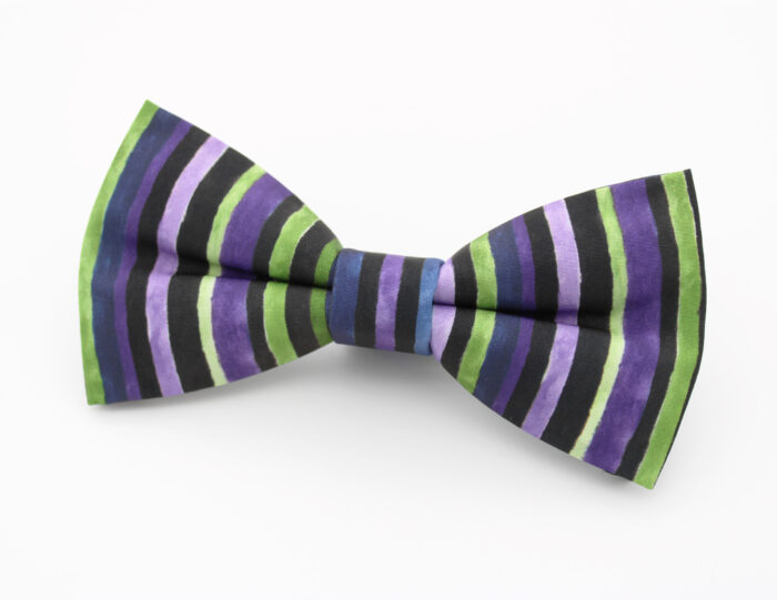 Purple and Green Striped Bowtie - Image 2