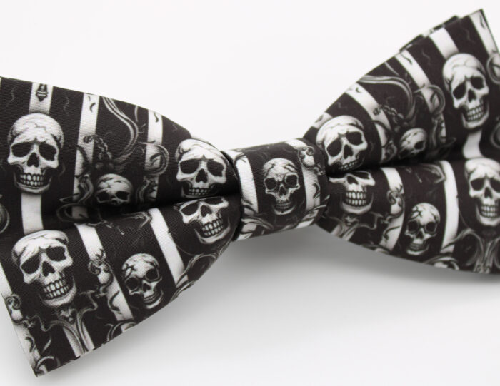 Black Skull Stripe Bowtie - Image 4