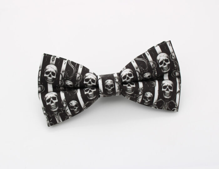 Black Skull Stripe Bowtie - Image 2